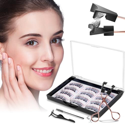 Magnetische Wimpern, 3D Falsche Wimpern, Magnet Wimpern ohne Eyeliner, Künstliche Wimpern Magnetisch Set, Wiederverwendbare Natürliche Magnetic Eyelashes Kit, Wasserdichtem Langlebigem