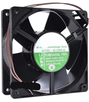 Ventilador axial Bi-Sonic de metal completo, 4E-230B 02, 230 V CA, 22/21 W, for alta temperatura y humedad, 12038 V CA, 220 V