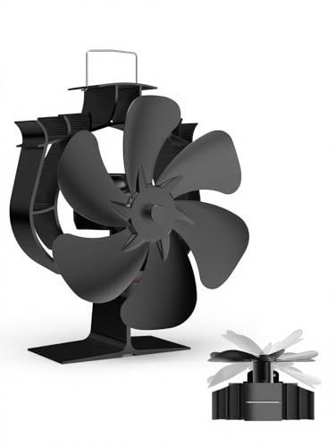 HIDALIFE Oscillating Fan for Wood Burner Heat Powered 6 Automatic Rotary Blades and 60° Rotation for Wood/Pellet/Coal Stove Large Chimney Fan