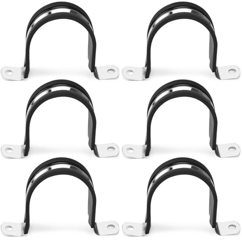 YYIGVMO 6 Stücke 55mm Gummi Gefüttert U Clips, 304 Edelstahl Gummikissen Rohrschellen, Leitungsschelle, für Rohr- oder Drahtschnur-Installation