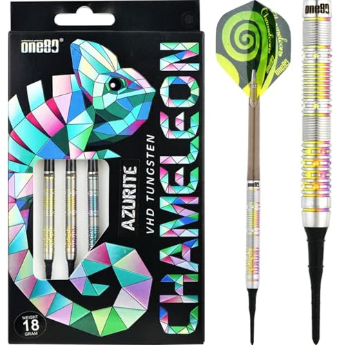 One80 VHD Chamäleon-Azurit-Dartpfeile, weiche Spitze, 18 g