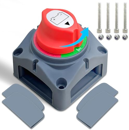 Yonality desconectador de bateria coche, 12v/24v on-off cortacorrientes coche, aislador de bateria interruptor de apagado, 180 grados, para coches, vehículos, camiones, barcos y motos