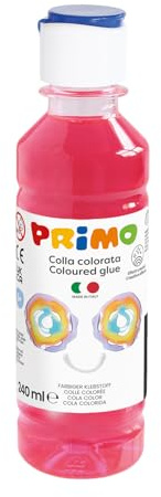 PRIMO - Colla Liquida Trasparente a Acqua, Colle per Slime per Bambini 5+ Anni e Cartoleria senza Solventi - Vernice Colorata Lucida per Lavoretti Creativi, Alto Potere Adesivo su Più Superfici, 240ml