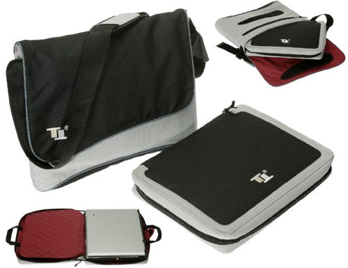 2 Teile Set Twin Bag Tasche mit entnembare Laptoptasche 15,4 Zoll Schultertasche Damen Herren 11160 Schwarz