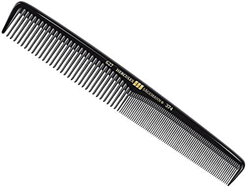 HERCULES SÄGEMANN - Premium Haarschneidekamm | Hochwertiger Naturkautschuk Kamm für präzise Schnitte und sanft zu Haar und Kopfhaut. | Farbe: Schwarz | Größe: 7 Zoll