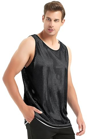 TopTie Herren Tank Top, Reversible Mesh Tank, Basketball Jerseys, Lacrosse Jersey