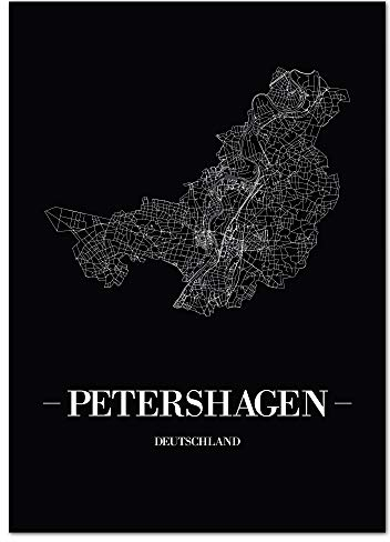 JUNIWORDS Stadtposter - Wähle Deine Stadt - Petershagen - 40 x 60 cm Poster - Schrift A - Schwarz