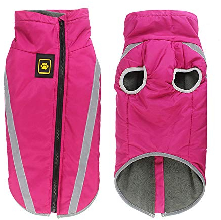 Idepet Wasserdichter Hundemantel Winter Warme Jacke, Winddichte Haustierkleidung Hundejacke Outfit für kleine mittelgroße Hunde mit Geschirrloch XL-6XL