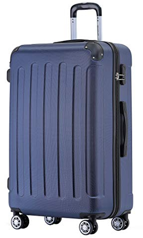 BEIBYE Hartschalen-Koffer Trolley Rollkoffer Reisekoffer Handgepäck 4 Rollen (M-L-XL-Set) (Dunkelblau, XL)