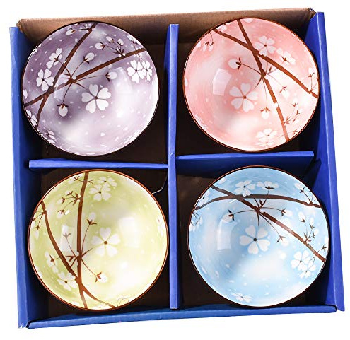 Fignner Purplishn House Reisschalen-Set, japanischer Stil, 11,4 cm, 4 Stück