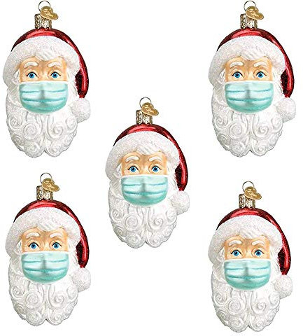 AGDLLYD Weihnachtsdekorationen,Weihnachtsmann Anhänger mit Maske Personalisierte Weihnachtsschmuck Kit 3D Dreidimensional Weihnachtsschmuck Für Weihnachtsbaum Deko (5pcs)