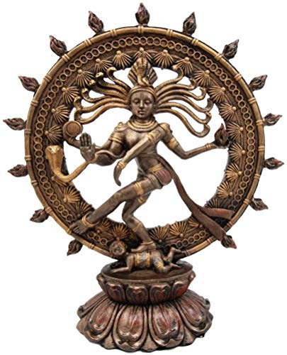 Ebros Gift 22,9 cm große Hindu-Shiva Nataraja von Fire Wheel Statue Herr des Tanzes Kosmische Tänzerin Gott Statuette Sanskrit-Hinduismus Supreme Deity Altar Ostliche Erleuchtung Yoga Figur