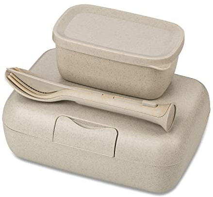CANDY READY Lunchbox-Set + Besteck-Set nature desert sand