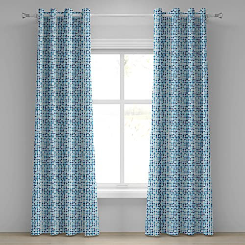 ABAKUHAUS Blau Ösenvorhang, Hand gezeichnete Kreise Zellen, Dekorative 2-Panel-Fenstervorhänge für Schlafzimmer Wohnzimmer, 280 cm x 245 cm, Blau Hellblau