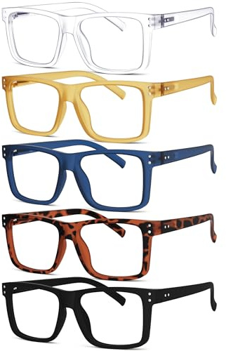 Eyekepper 5er-Pack Damen und Herren lesebrillen mit Große Quadratische Gläsern und Federscharniere +0.50