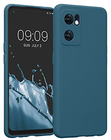 kwmobile Carcasa Compatible con OPPO Find X5 Lite Funda - Bordes elevados anticaídas - Case de TPU y Silicona con Interior de Microfibra - petróleo Mate