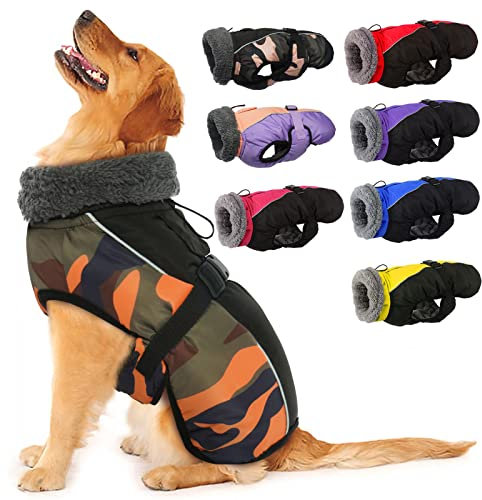 IECOii Extra Warm Dog Coat - Adjustable Turtleneck Reflective Jacket for Cold Weather, Soft Fleece Winter Coat for Small to Extra Large Dogs