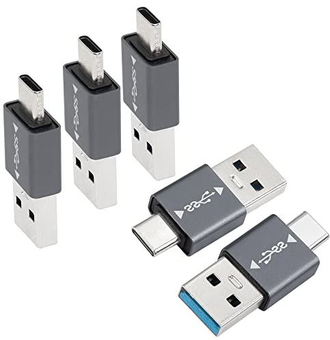 QIANRENON 5Pcs USB 3.1 Male to USB C Male Adapter USB A to USB C Connector,10Gbps,Support OTG Data Synchronization Fast Charging,for Smartphone Laptop Tablet Power Bank