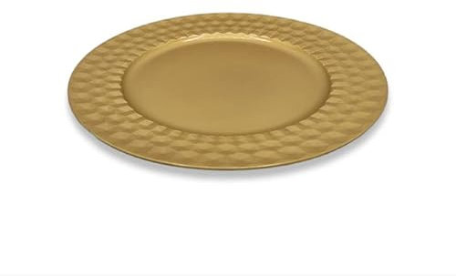 Generico Nataluna 6 Sottopiatti Rotondi Natalizio Oro Tondi, Realizzato in Plastica Rigida Colorata, Perfetto per Decorare la Tua Tavola a Natale