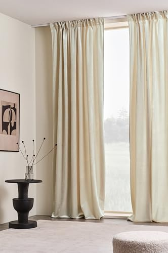 Jotex Simone Multifunktionsgardine 2er Set, Samtvorhänge mit Schimmernder Stoff, Greige, 140 x 250 cm