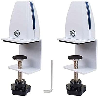 Jhanw Bürotrennwandklemmen für 1/8 bis 1 Paneel, verstellbare Aluminium-Tischteilerklemmen, weiße Klemmen für Acryl-Plexiglasplatten, Klemmen für Schreibtisch-Privatsphäre-Panel 2 Stück.