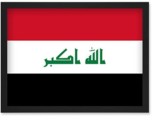 Artery8 Iraq National Flag Patriotic Vexillology World Flags Country Region Poster Artwork Framed Wall Art Print A4
