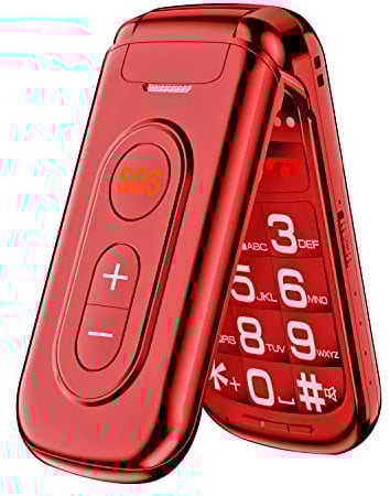 Guwet Seniorenhandy ohne Vertrag, Klapphandy Mobiltelefon mit Großen Tasten, 2G GSM Handy für Senioren mit 2,4 Zoll Farbdisplay, Dual SIM Handy mit SOS Notruftaste, 1400 mAh Akku, Rot