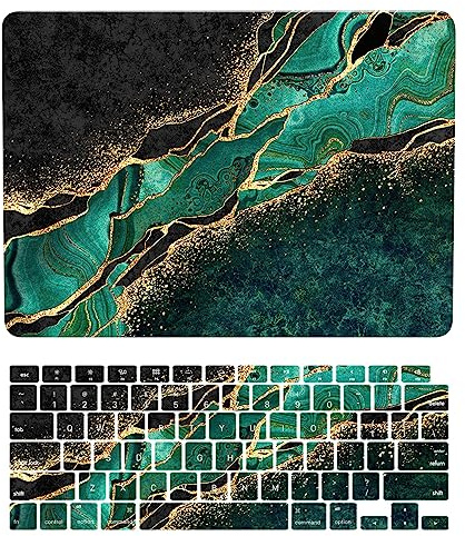 Laptop Cover Case Compatible with Macbook Pro 14 inch Model M1 A2442/A2779 M2 Pro/Max Chip Released in 2021/2023 with Touch ID, Protective Hard Shell Case & Keyboard Cover, Green Marble
