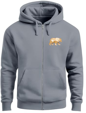 Neverless® Sweatjacke Zip-Hoodie Herren Polygon Print Bär Outdoor Print Motiv Zipjacke Männer Fashion Streetstyle