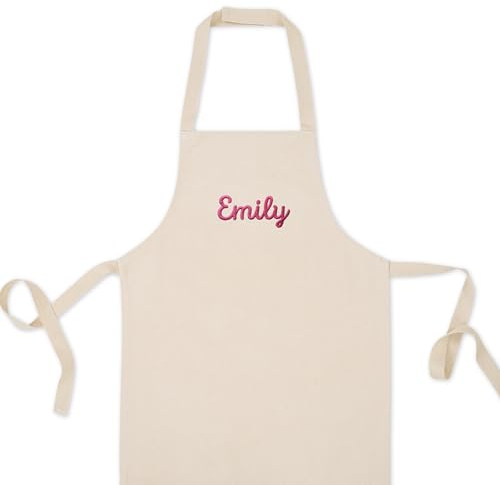 upstitch studio Personalisierte Kinderschürze mit Namen (45x60cm) - Hochwertig bestickt, 100% fairtrade Baumwolle - zum Kochen & Backen für Jungen und Mädchen (2-10 Jahre)