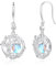 FANCIME Colgante de árbol de la vida, pendientes de plata de ley 925, pendientes colgantes de piedras preciosas redondas, piedras de nacimiento, joyas finas, regalos de cumpleaños para mujeres, Plata