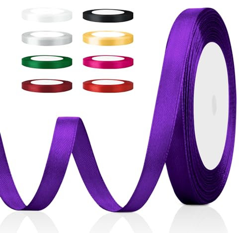 Geschenkband,Satinband,Schleifenband,Schleife 1cm X 22m,Geschenkband Stoff,Geschenkverpackung Band,Satinbandschleifen Lila,Dekoband,Haare Schleifenband,Weihnachtsgeschenkband,Halloween-Band