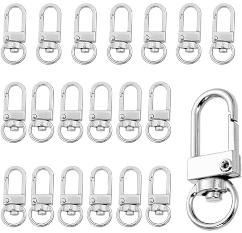 ZAMXHUG Ganchos de Metal Giratorio con Anillas para Llaves - 20 pcs Cierre de Pinza de Langosta de Metal, Cierre de mosquetón para Llavero de Bolso DIY Llavero Enchufe Joyería Platino