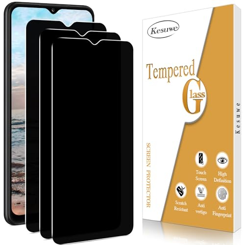 Kesuwe [3 Pièces] Verre Trempé Anti-Espion pour Samsung Galaxy A12, Anti-Spy Film Protection écran, Ultra Résistant, Anti Rayures, Sans Bulles, Haut Définition