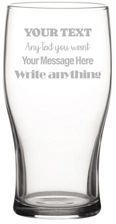 Hippowarehouse Personalised Engraved Pint Glass Your Text Tulip Father’s Day Gift Message Thoughtful Gift for Him Custom