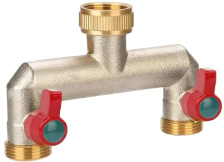 Orssmigs Sdoppiatore Rubinetto Acqua Giardino Distributore 2 Vie 3/4 in Ottone Doppio Rubinetto Giardino con Valvola Separata, Filettatura da 3/4, per Sistema di Irrigazione da Giardino