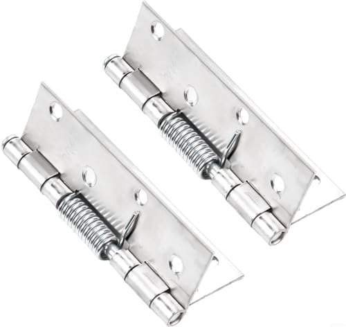 2Pcs Self Closing Spring Hinges Stainless Steel Spring Door Internal Hinge Gate Automatic Opening Continuous Door Hinges(4inch)