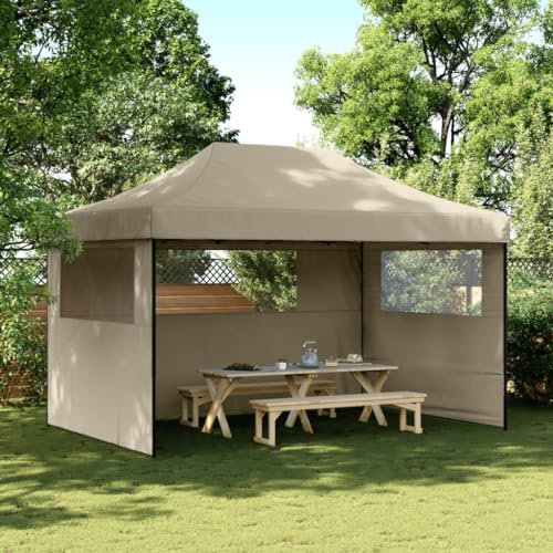 AUVYI 440x292x315 cm Partyzelt Faltbar Pop-Up mit 3 Seitenteilen Grün Folding Gazebo Anti-UV Garden Tent Pop Up Faltpavillon Party Pavillon mit Seitenwänden Stahl&Oxford-Gewebe