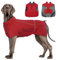 Katzinst Wasserdicht Hunderegenmantel für Große Hunde, Hundejacke Maschinen Waschbarer, Fleecefutter Fleecefutter Hundejacke Reflektierender Streifen Cheng Rot 4XL