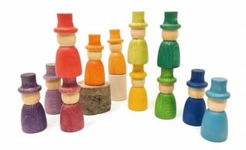 VILLFUL 10stücke Holzfarbe Junge Mädchen Bemalte Holzfiguren Mit Hüten Kreative Holzpuppen Für Bastelprojekte Und Pädagogisches Spielzeug