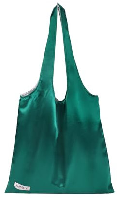 ArcDiary Seide Hobo Taschen Schultertasche für Damen, Weiche Handtasche Shopper, Große Umhängetasche Einkaufstasche (Vert Emeraude)