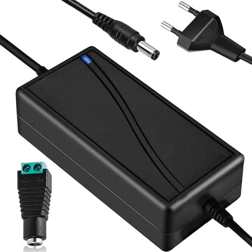 12V 5A Netzteil Adapter, 30W LED Trafo Spannungswandler Adapter Universal Netzteil Transformator 5,5 x 2,5/2,1 mm DC-Ausgangsbuchse für Licht Überwachungskameras Computer LED Streifen Bildschirm