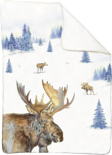Ideal Home Range Ihr Wohndecke Kuscheldecke Wolldecke - Motiv Elch - ELK Blue 130 x 180 cm