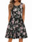 HOTOUCH Robe tunique élégante pour femme, robe décontractée à manches courtes, robe midi bouffante avec poches, taille S à XXL, noir/rose., XXL