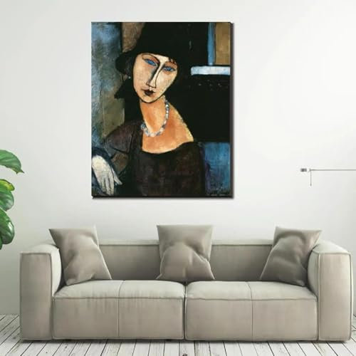 GOSRD Peintures à l'huile sur toile d'Amedeo Modigliani pour décoration d'intérieur, impression d'art, tableau mural pour décoration d'intérieur, 70 x 100 cm, sans cadre