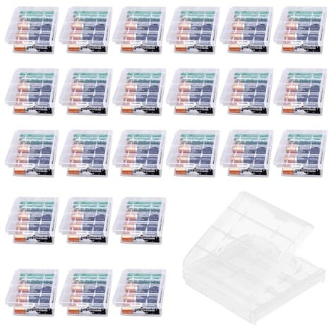 Custodia Batteria in Plastica,Scatola per Batteria,per Batterie AA/AAA,Custodia Portatile,Trasparente,Plastic Storage Battery Box(Batterie Non Incluse) (24)