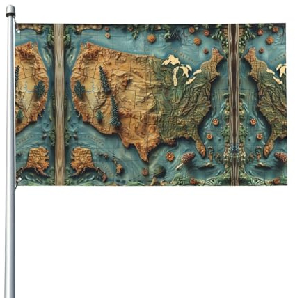 Magnifique carte des États-Unis - Drapeau de jardin décoratif - Pour Noël - Vacances extérieures - Petite décoration d'intérieur - Simple face