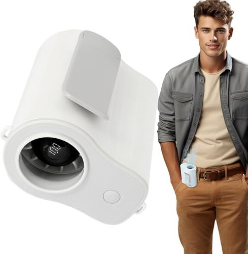Portable Waist Fan, 4000mAh Wearable Belt-Mounted Fan, Outdoor Hip Cooler with Digital Display, Hands- Waist Air Conditioner for Travel, Work, and Sports, ABS, 9.3x6.1x7.8cm