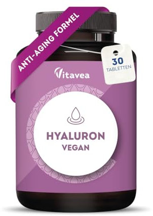 Ácido Hialurónico Puro 400 mg Vegano - Anti-Edad e Hidratación - Fórmula de Alta Absorción - 30 Comprimidos - Vitavea