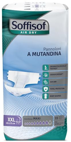 Soffisof Air Dry Windeln für Erwachsene Maxi XXL - Inkontinenz Slip - Einzelpackung mit 15 Windelhosen, 9 Tropfen - Windelslip Erwachsene